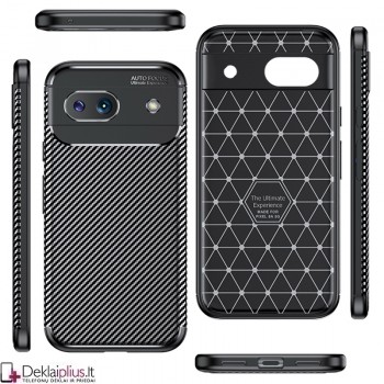 Carbon guminis dėklas su kameros apsauga - juodas (Google Pixel 8A)